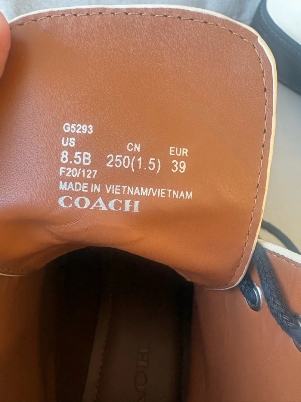 Coach White Leather Combat Boots with Black Laces - Picture 14 of 16
